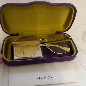 Gucci GG1142S Gold Frame Sunglasses with Purple Case